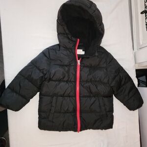 Wonder Nation Black Puffer Jacket with Red Zipper